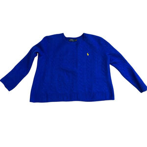 Polo Ralph Lauren Blue Cable Knit Crew Neck Sweater S